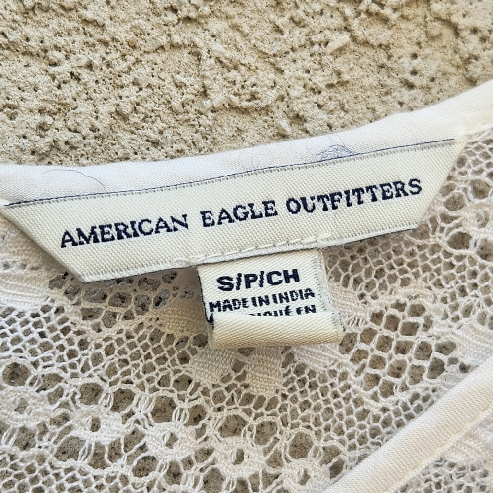 AMERICAN EAGLE Women's Romper Small White Lacy Y2K Shorts Vampire Diaries - Picture 3 of 12